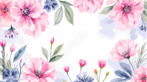 Seamless pattern with colorful flower watercolor
