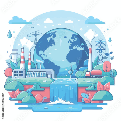 monitoring, world, water, day, clean, background, save, banner, awareness, global, nature, earth, health, september, design, care, protection, environment, globe, blue, natural, drop, illustration, li