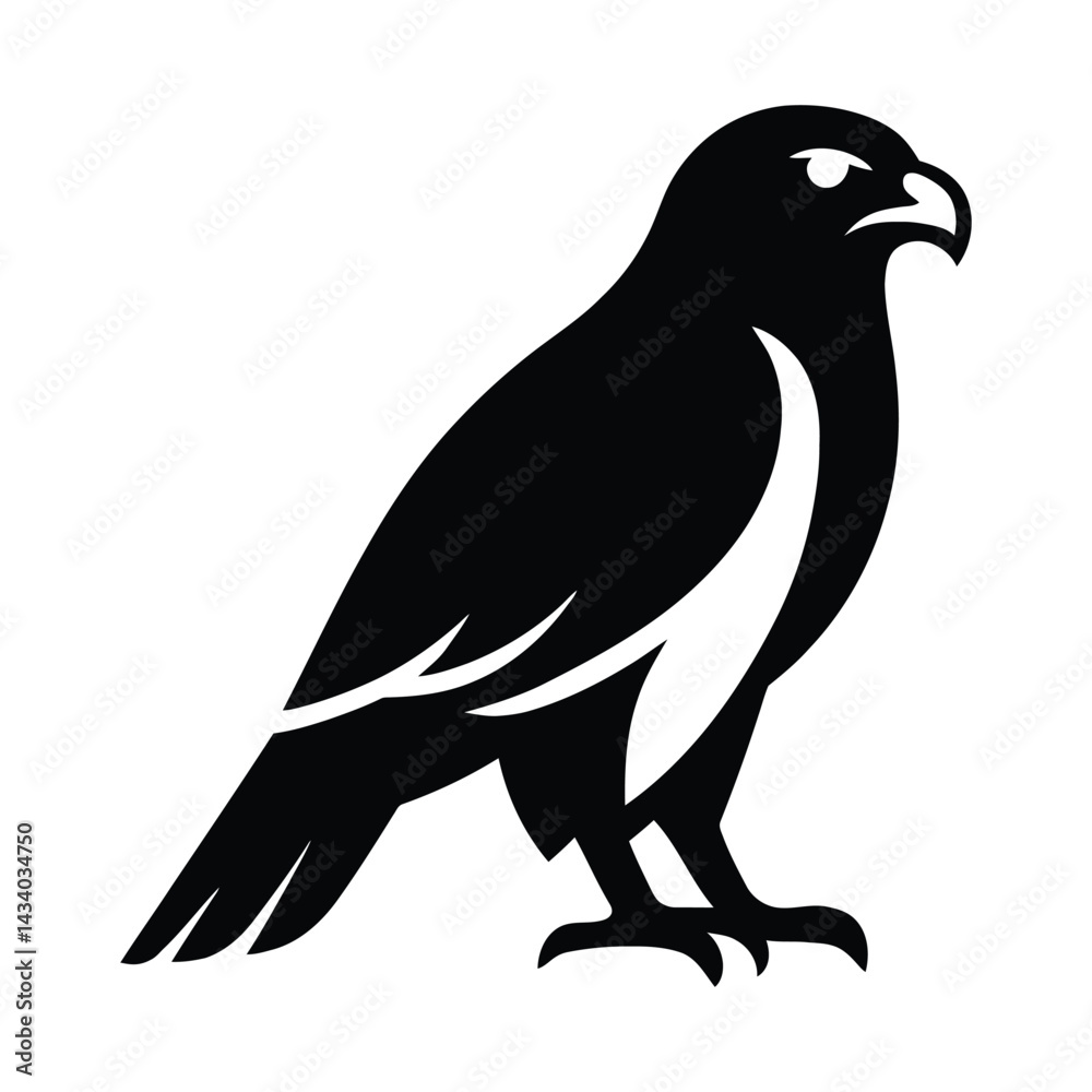 Fototapeta premium Bald Eagle in Mid-Flight, Majestic Bird Silhouette, Vector Illustration of a Soaring Bald Eagle Silhouette