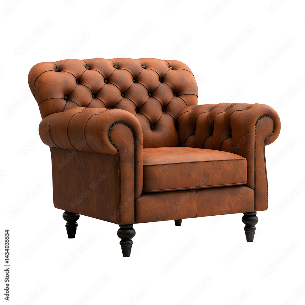 Vintage tufted leather armchair with classic design