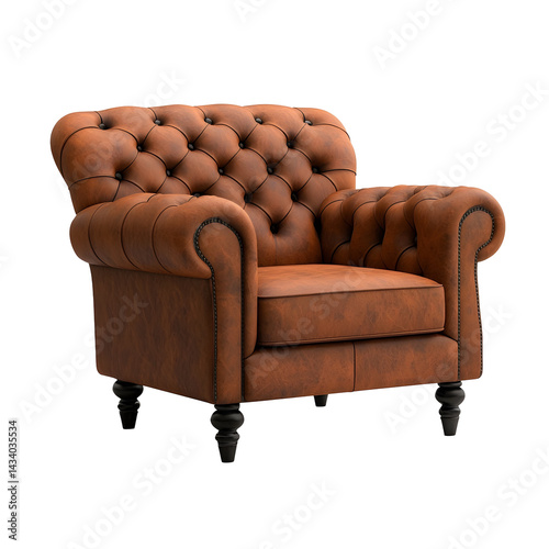 Obraz na płótnie Vintage tufted leather armchair with classic design w salonie