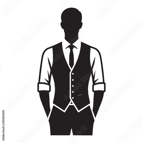 Minimalist Vest silhouette, subtle yet impactful style – Vest illustration – Minimalist Vest vector – Men’s dress silhouette

