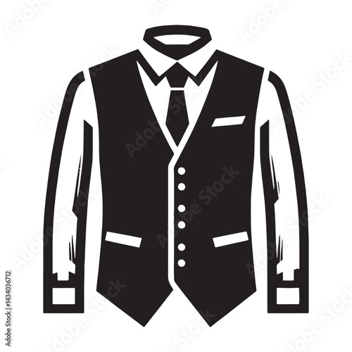 Sleek Vest silhouette, refined and polished design – Vest illustration – Minimalist Vest vector – Men’s dress silhouette

