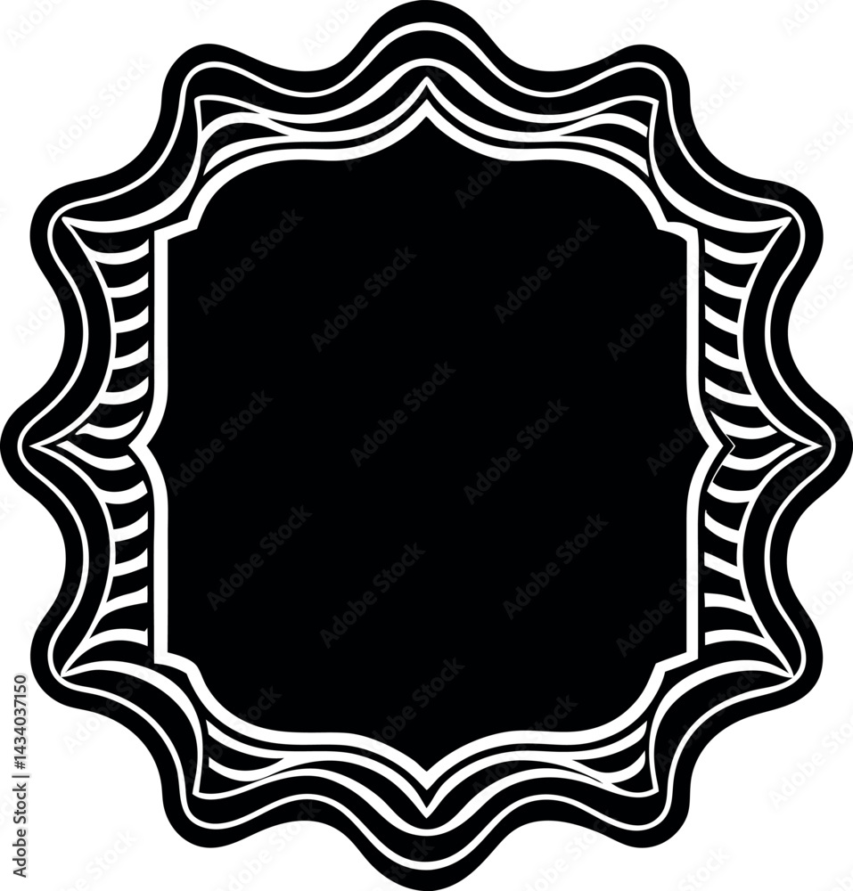 Rectangle Frames with Wavy Edges Silhouette in Black | Decorative Border Vector Rectangle Frames with Wavy Edges Silhouette in Black | Decorative Border Vector