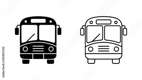 Bus Illustration: A sleek and minimalist black and white illustration of a classic bus, ideal for transportation and travel concepts.