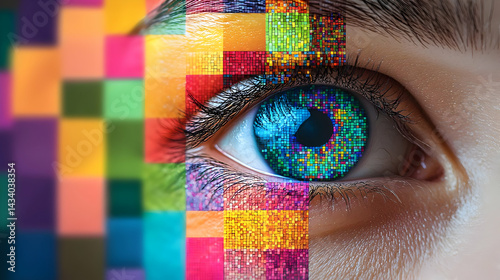 Colorful Pixelated Eye Pattern