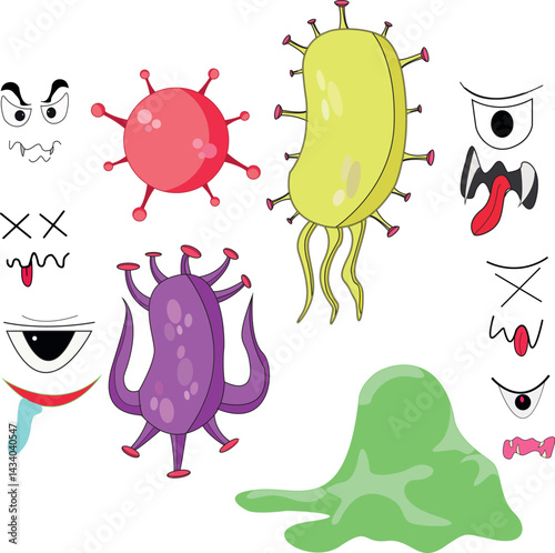 Illustration of vector graphic of germs, viruses, amoeba, bacteria which are evil, suitable for health and biology world.
