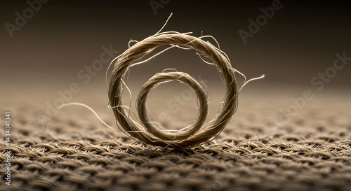 Delicate Fiber Circles On Neutral Woven Surface Creating A Minimalist Pattern