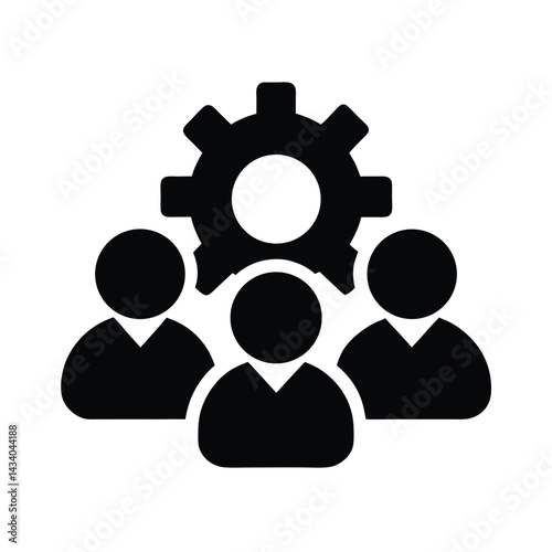 Teamwork People and Gear Symbol Icon