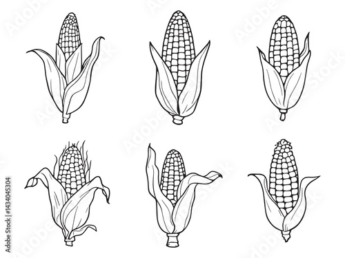 Minimalist Corn Line Art Drawing for Organic Food Concept