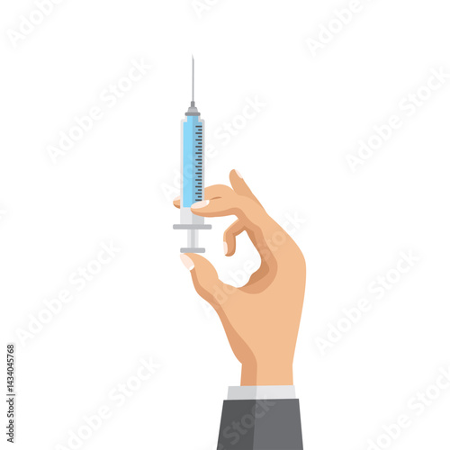 hand holding syringe vector illustration injection design