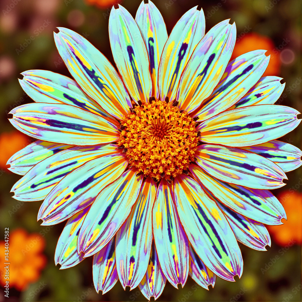 Obraz premium Colorful flower with vivid petals against a blurred background 