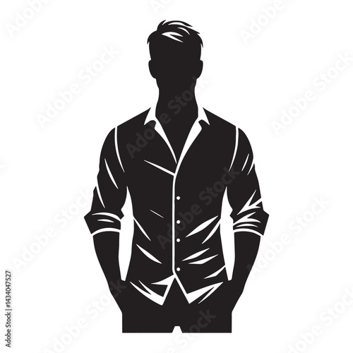 Modern Button-Down Shirt silhouette, versatile and stylish – Button-Down Shirt illustration – Minimalist Button-Down Shirt vector – Men's dress silhouette

