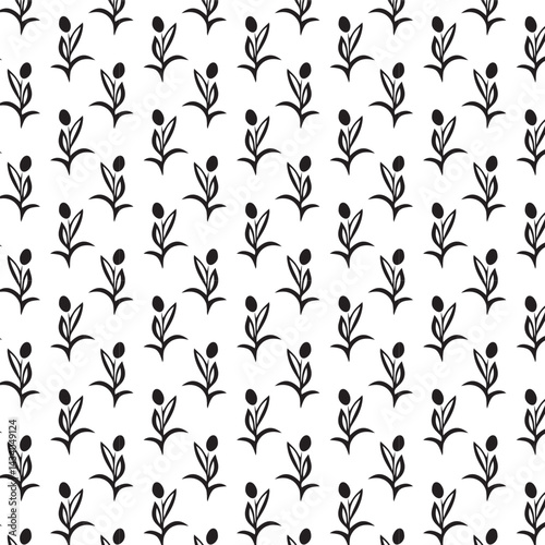 Seamless black and white floral minimal geometric pattern vector background. for wallpapers, pattern fills, surface textures, textile.