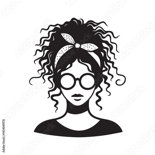 Stylish curly hair icon in black vector illustration