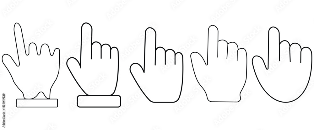 Obraz premium Hand, Arrow, Cursor, Icon Set, Click, Pointer, Tap, Symbols, UI, Web Design