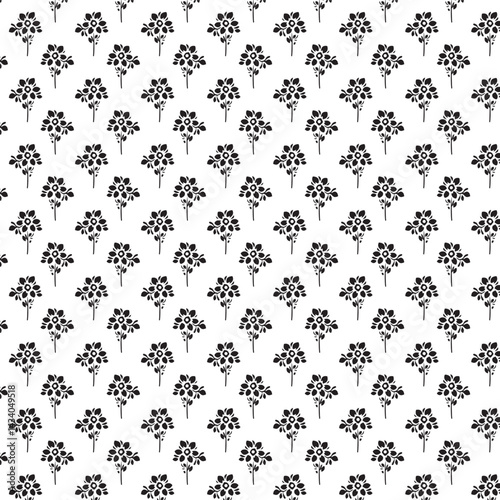 Seamless black and white floral minimal geometric pattern vector background. for wallpapers, pattern fills, surface textures, textile.