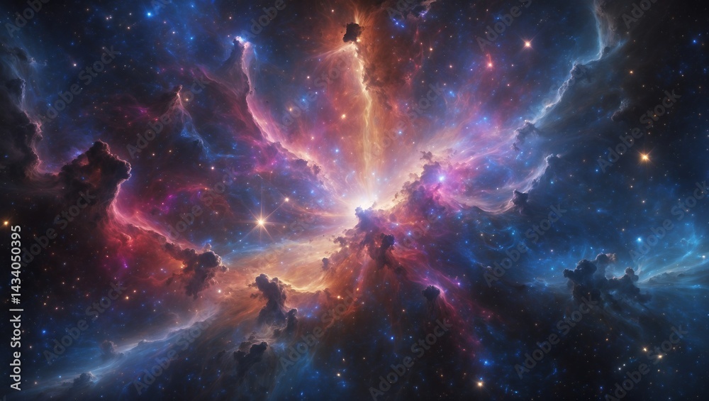 Fototapeta premium Nebula explosion radiating vivid celestial energy