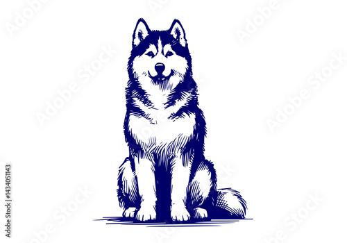 Siberian Husky Dog Hand Drawn Illustration Sketch Vector Isolated by AZ for Books, Arts, Design and Decoration Graphic Asset