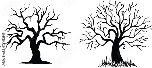 Haunting Silhouette of a Ghostly Tree – Perfect for Eerie Printables or Wall Art

