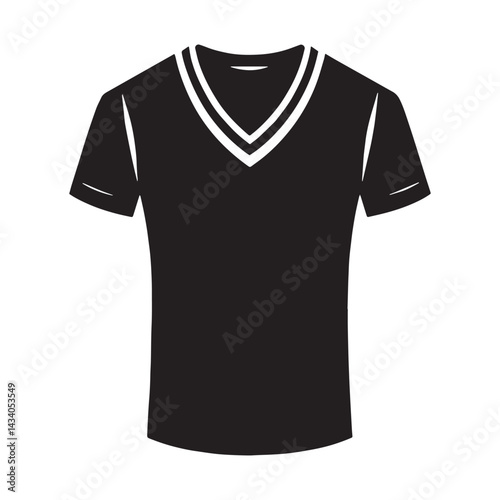 Stylish V-neck T-shirt silhouette, clean lines and cool appeal – V-neck T-shirt illustration – Minimalist V-neck T-shirt vector – Men's dress silhouette

