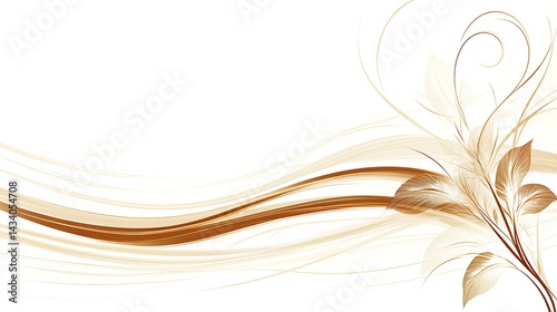 Elegant Brown Floral Wave Design.