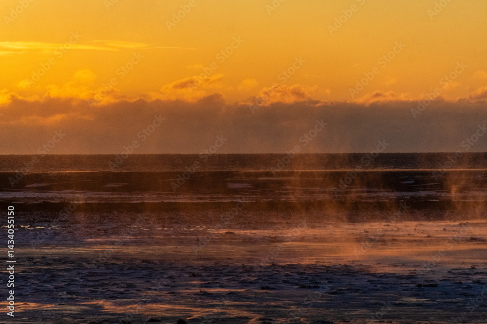 Outdoor shot highlighting the stunning Iclandic scenery on a frosty winter afternoon along Iceland's highway one.