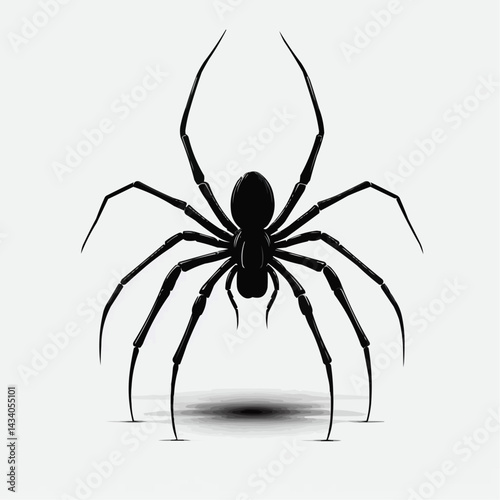Spider Silhouette: A captivating illustration of a black spider with eight long legs and a detailed body, cast against a neutral background, representing the natural beauty and elegance.