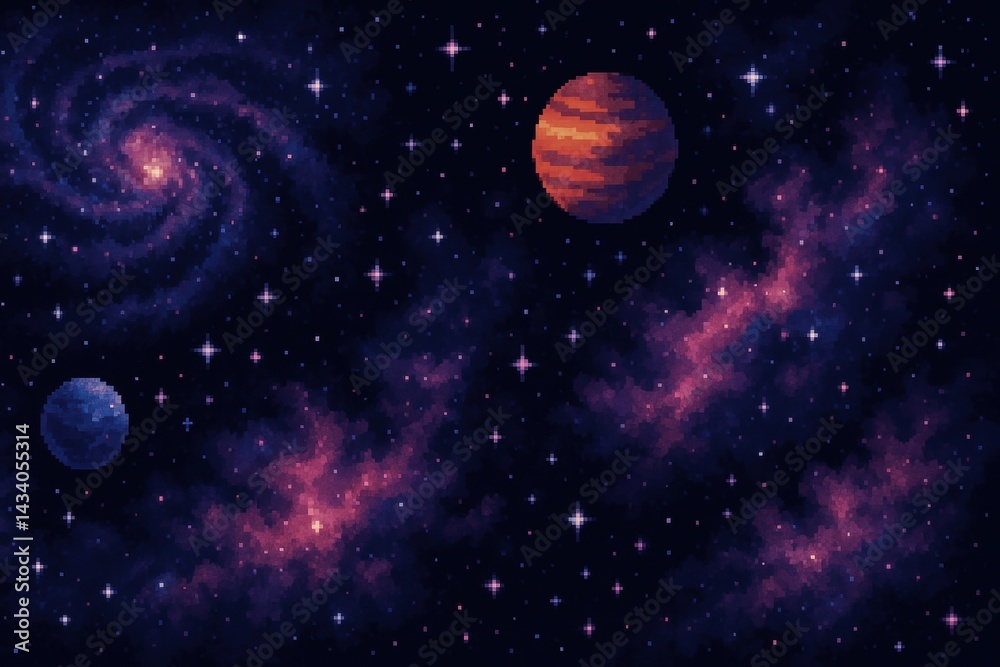 Pixelated Galaxy Wonders: High-Fidelity Cosmic Scene for Design and Print Pixelated Galaxy Wonders: High-Fidelity Cosmic Scene for Design and Print