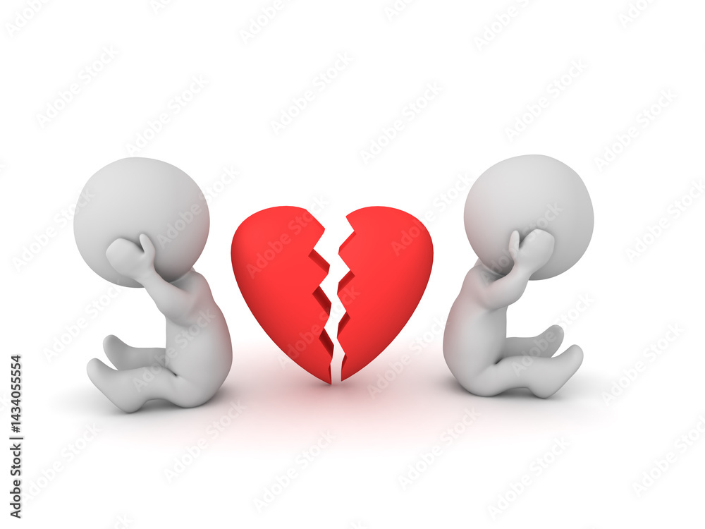 3D Rendering of a broken up couple 3D Rendering of a broken up couple