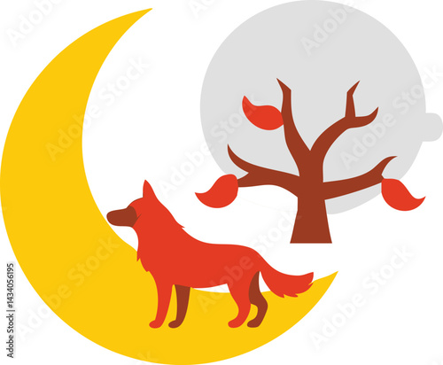 "Wolf silhouettes howling under moonlit skies with forest, mountain, and aurora backdrops, vector illustration"