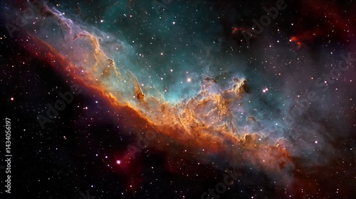 Intense multicolour nebula cosmic cloud celestial body astronomical phenomenon space exploration galaxy formation interstellar medium astral beauty lowercase
 photo
