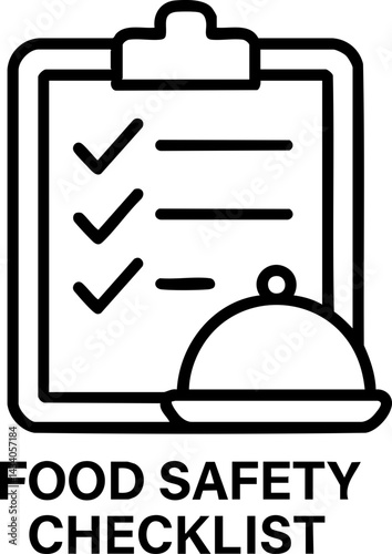 food safety hygiene training concept. Food safety checklist with checkmarks and a plate icon.