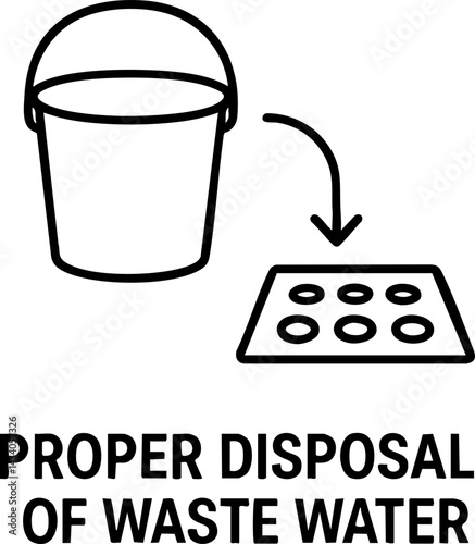 food safety hygiene training concept. Proper waste water disposal illustration.