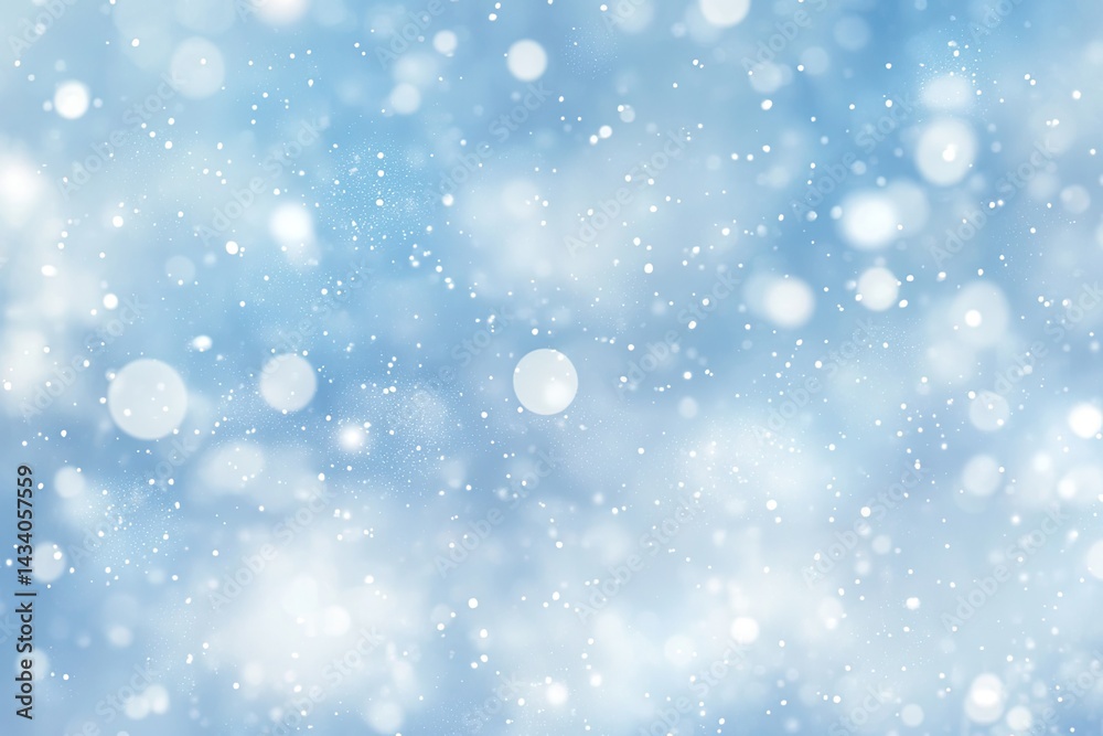 Light Blue Snowy Backdrop with Bokeh, Blurred Snowfall and Sparkle Overlay Light Blue Snowy Backdrop with Bokeh, Blurred Snowfall and Sparkle Overlay