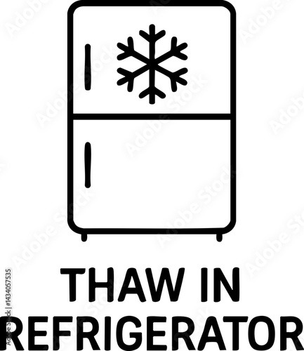 food safety hygiene training concept. Refrigerator with thawing instructions illustrated.