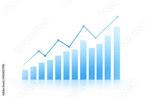 Ascending Blue Bar Chart with Trend Line Displaying Positive Growth on White Background Free Download Ascending Blue Bar Chart with Trend Line Displaying Positive Growth on White Background - GFXLoad