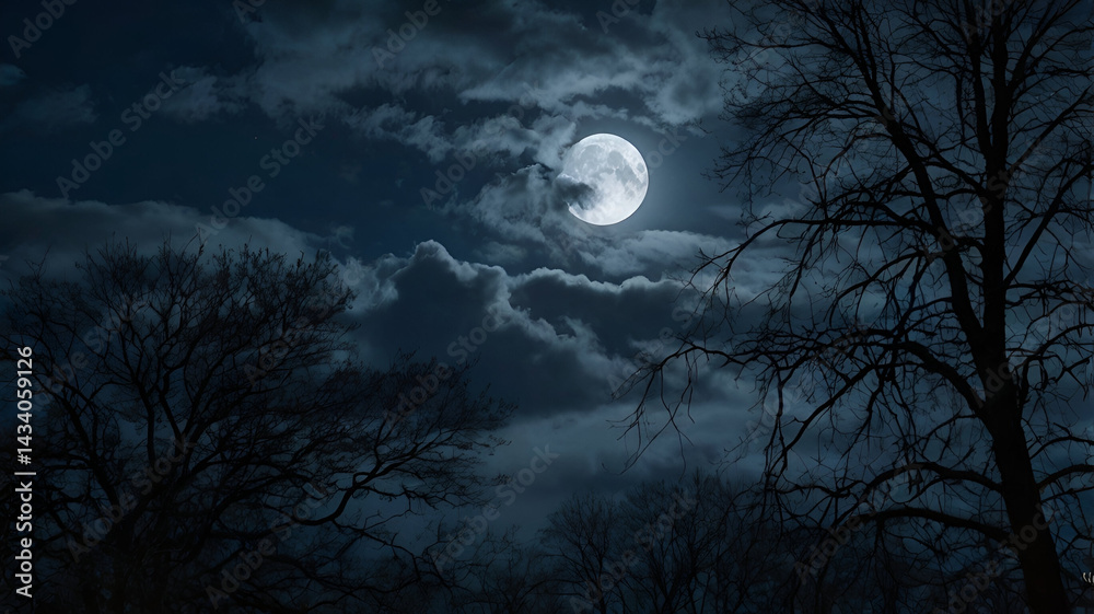 Fototapeta premium full moon in the night over the forest