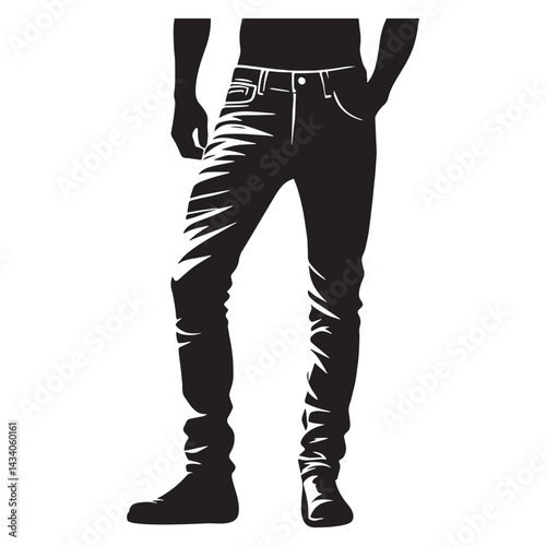 Casual Jeans silhouette, everyday comfort and trend – Jeans illustration – Minimalist Jeans vector – Men's dress silhouette

