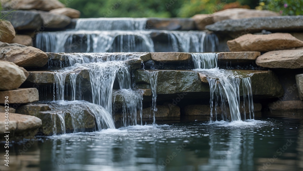 Obraz premium Serene close-up of a cascading waterfall