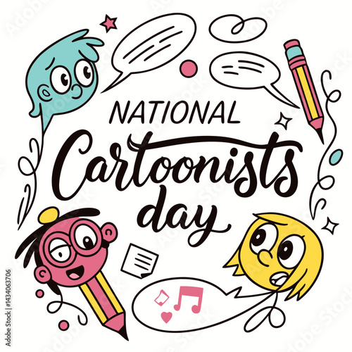 NATIONAL CARTOONISTS DAY vector illustration