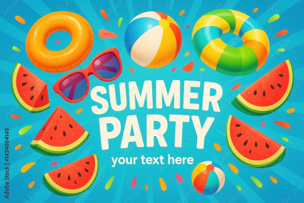 Summer Party Vibes: Bright and Fun Design for Posters and Invitations Summer Party Vibes: Bright and Fun Design for Posters and Invitations