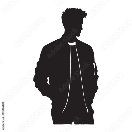 Bold Bomber Jacket silhouette, statement piece with attitude – Bomber Jacket illustration – Minimalist Bomber Jacket vector – Men's dress silhouette

