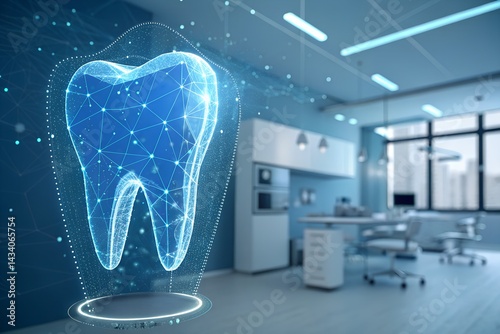 Futuristic dental technology, modern dentist clinic innovation, digital tooth scan, oral health care advancement, dental hygiene, smart dentistry solutions.generative ai