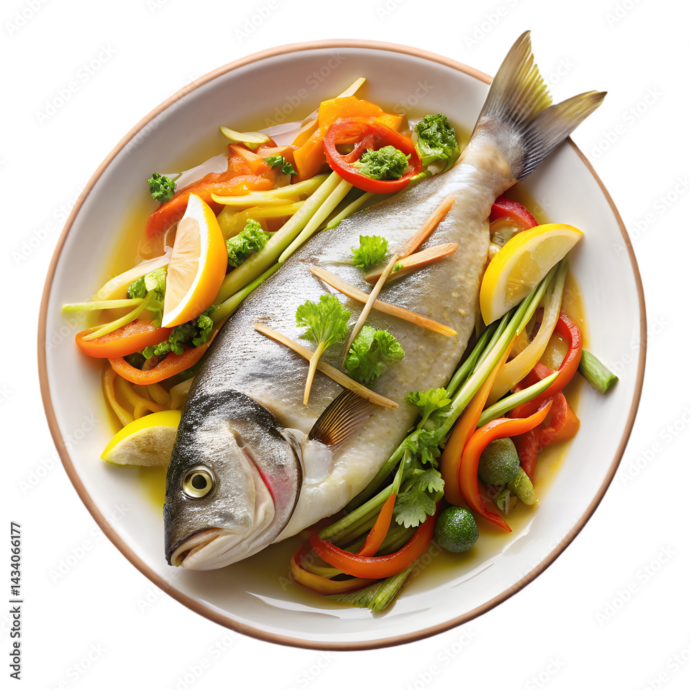 Delicious Steamed Fish with Tangy Veggies Delicious Steamed Fish with Tangy Veggies