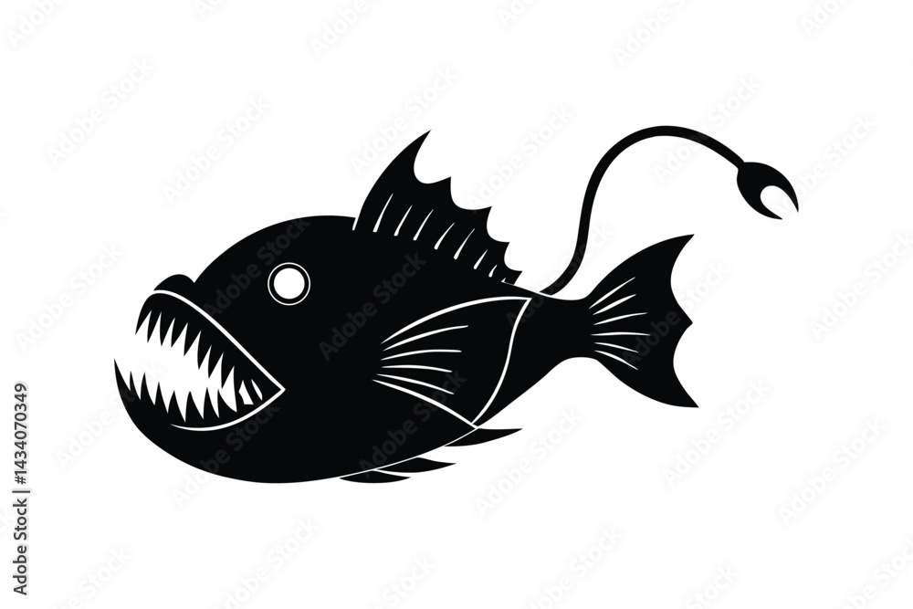 Fototapeta premium Silhouette art illustration of a anglerfish.eps