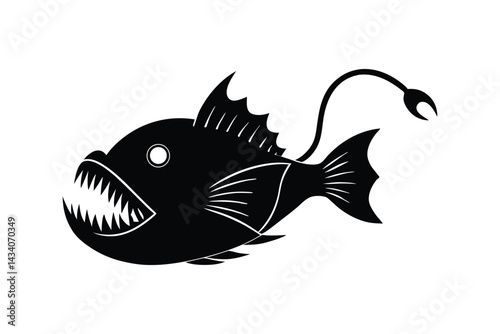 Silhouette art illustration of a anglerfish.eps