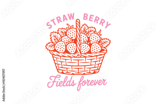 Strawberry fields forever, Retro Fruits Sublimation T Shirt Design 