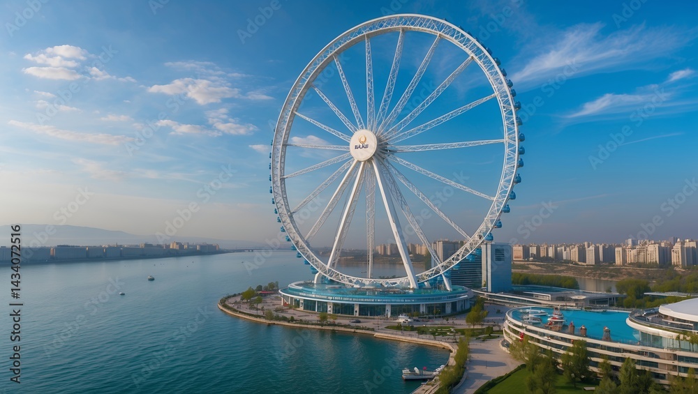 Stunning view of baku eye and caspian sea
