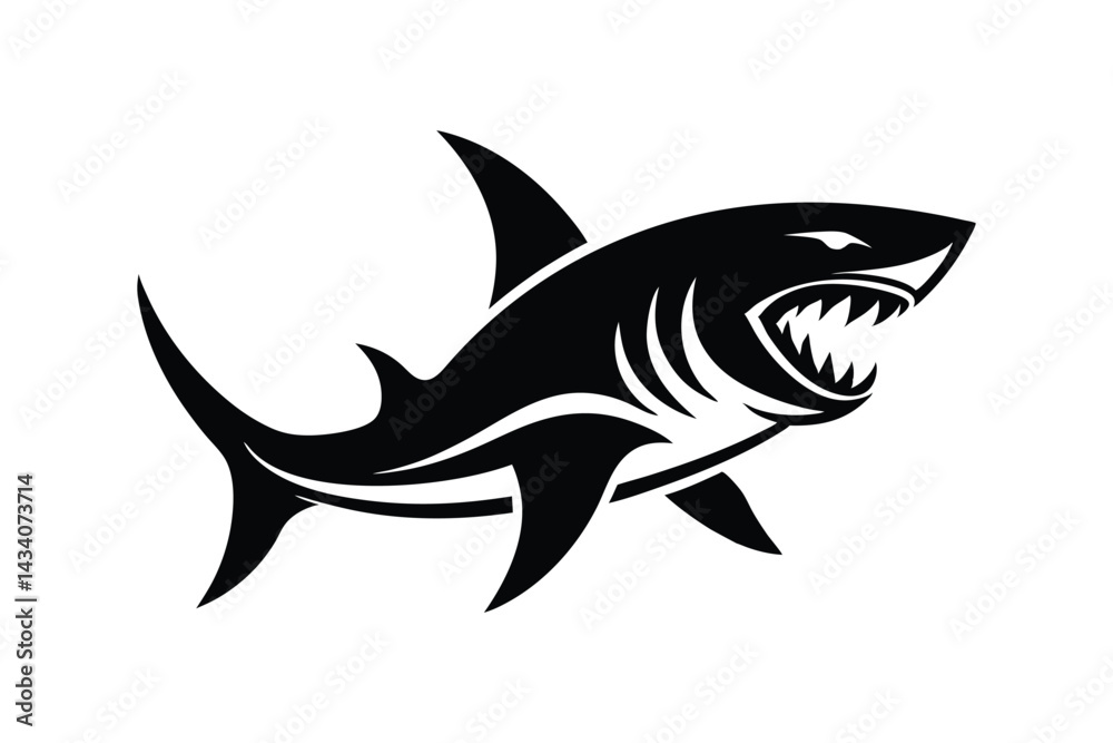 Fototapeta premium Silhouette art illustration of a shark.eps